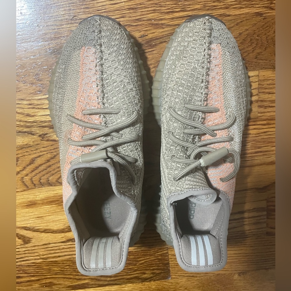 Yeezy Knit Sneakers in Tan and Peach